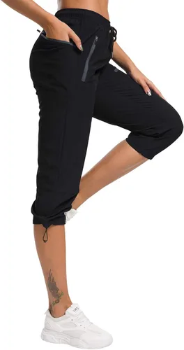 Vista 4 de ChinFun Pantalones capri de senderismo para mujer, de secado rápido, estilo cargo, recortados, resistentes al agua, UPF 50+
