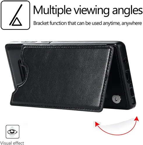 Vista 3 de Diseño para Samsung Galaxy Note 10 con protector de pantalla de vidrio templado ranura para tarjeta de crédito, billetera de cuero PU fundas