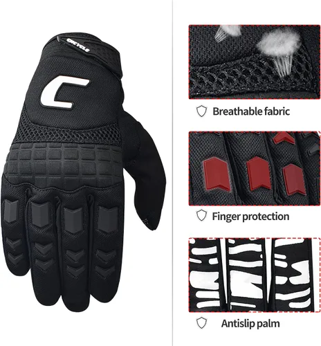 Vista 2 de Guantes para bicicleta de montaña, motocross y ATV para hombres - Guantes de pantalla táctil de dedo completo para ciclismo, BMX, MTB y MX