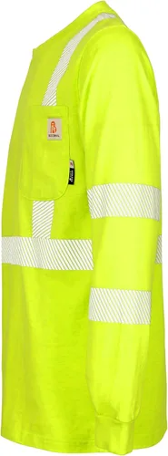 Vista 2 de BOCOMAL FR Tee Shirts High Visibility/Hi Vis Flame Resistant/Fire Retardant Shirt 7oz Reflective Hombres Seguridad Camisas