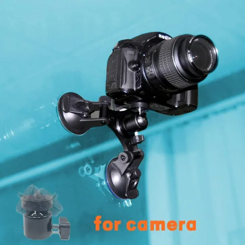 Vista 5 de Soporte de triple ventosa para cámara de acción para parabrisas de automóvil con cabeza roscada de 1/4, trípode de 360 grados y tornillo para DJI
