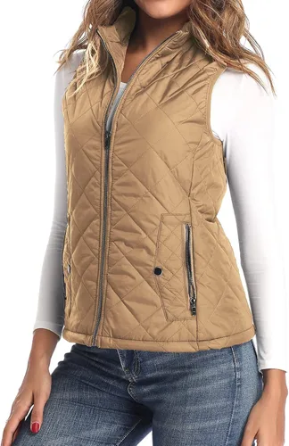Vista 2 de Argstar Chaleco acolchado ligero con bolsillos y cremallera para mujer chaleco acolchado XS-2XL
