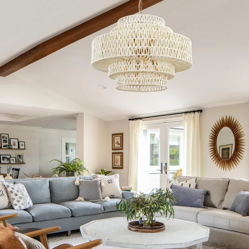 Vista 15 de Luces Colgantes de Cúpula de 15.75 Pulgadas, Luz de Metal Negro Dorado para Comedor, Accesorios de Iluminación de Candelabro Colgante Grande Moderno