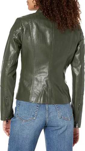 Vista 2 de Kenneth Cole Chaqueta corta clásica de piel sintética para mujer