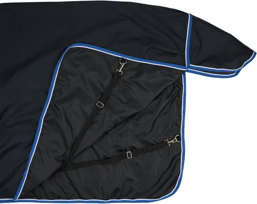 Vista 5 de HORZE Glasgow - Manta de caballo de invierno impermeable de peso medio con cubierta para el cuello (relleno de 5.29 oz), color azul oscuro, 69