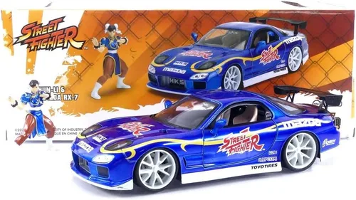 Vista 7 de Jada Street Fighter 1:24 1993 Mazda RX-7 - Coche fundido a presión y figura de Chun-Li de 2.75 pulgadas, juguetes para niños y adultos