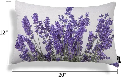 Vista 5 de EKOBLA Fundas de almohada de flores de lavanda, fundas de almohada moradas perfumadas florales cuadradas, fundas de almohada para sofá, dormitorio