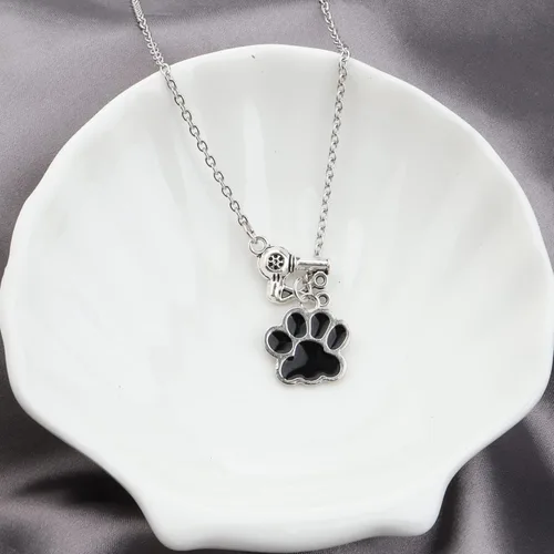 Vista 4 de MYOSPARK Collar con colgante de huella de perro - Regalo de peluquero para perros