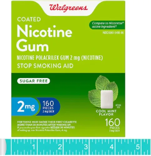 Vista 5 de Walgreens Goma de mascar de nicotina recubierta 2mg, menta 160 ea