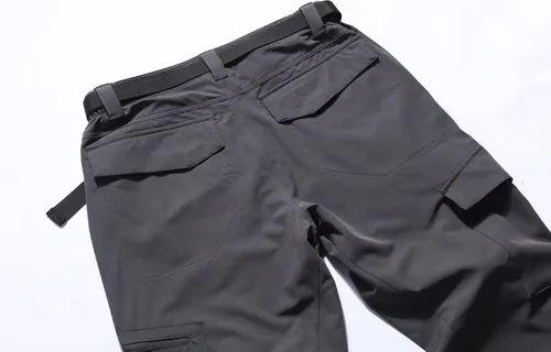 Vista 4 de MOERDENG Pantalones de senderismo ligeros para hombre con cinturón, impermeables, de secado rápido, pantalones tácticos elásticos