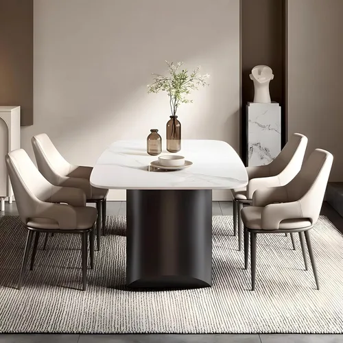 Vista 3 de Juego de 2 sillas de comedor modernas, sillas de metal con costuras y patas de metal, sillas de cocina modernas tapizadas de piel sintética, silla