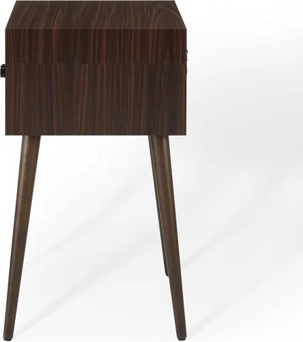 Vista 4 de Crosley CR6236A-WA Jasper Tocadiscos, Nuez Tocadiscos de 3 velocidades, entrada y salida Bluetooth, altavoces estéreo integrados de rango
