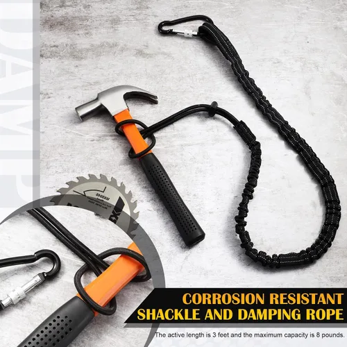 Vista 4 de LEIFIDE 6 piezas de cordón para herramientas de longitud estándar, correa de seguridad para herramientas, 7.5kg 16.5lb resistente, protección contra