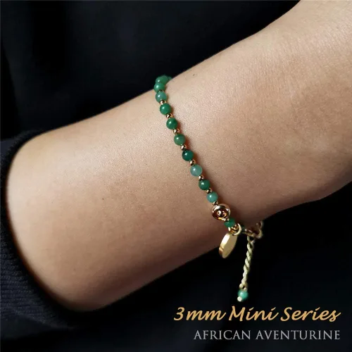 Vista 4 de Morchic - Pulsera ajustable de pulgadas para mujer, con mini cuentas de gemas naturales, serie de dijes de gemas de energía, regalo de cumpleaños