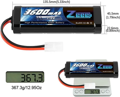 Vista 3 de Zeee 7.2V 3600mAh RC NiMH Batería con Tamiya Plug 2 Pack Baterías con 1 unids Lipo Safe Bag Bolsa ignífuga a prueba de explosiones para carga