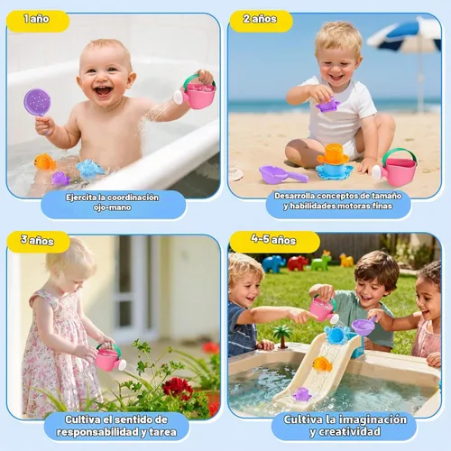Vista 5 de Fajiabao Juguetes de baño para niños de 1 a 3 años, juego de apilamiento