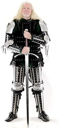 Vista 3 de Mythroyan Medieval Splinted Plate Armor Acero al Carbono Real Adulto Tamaño Set Vikingo Cruzado Traje para Hombres Mujeres Battle Ready
