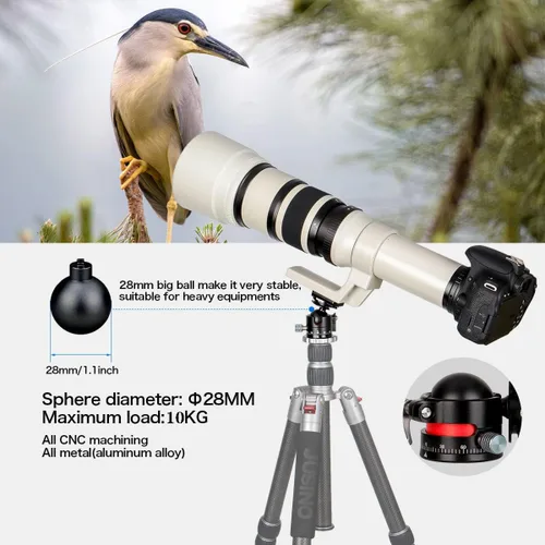 Vista 7 de Koolehaoda Cabeza de trípode, mini cámara de cabeza esférica, cabeza panorámica de 360 ° con tornillo de 1/4 de pulgada, placa de liberación rápida