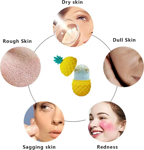 Vista 4 de Cara de rodillo de hielo, con cepillo de limpieza facial de hielo de silicona, rodillo facial de hielo, masaje facial creativo compresa de hielo