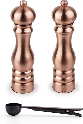 Vista 4 de Peugeot Paris u'Select - Juego de molinillo de sal y pimienta manual de 6 ajustes con cuchara de especias de acero inoxidable negro, fabricado