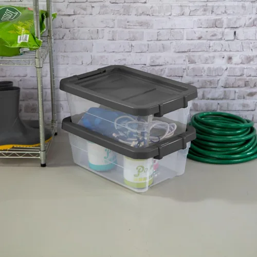 Vista 8 de Sterilite - Caja apilable modular con tapa de cierre, 16 cuartos de galón, paquete de 6 Contenedores de almacenamiento de plástico transparente