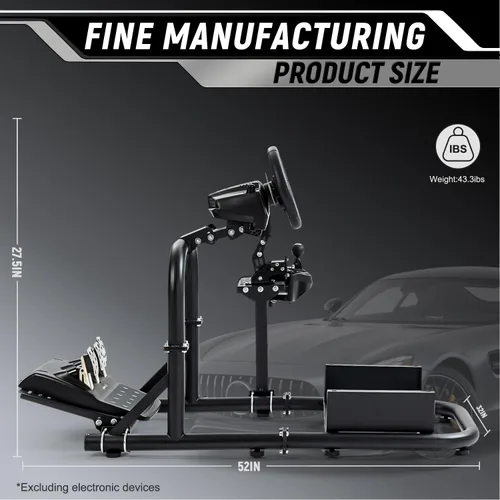 Vista 2 de Marada Racing Simulator Cockpit Upright Stable Pro fit for Logitech,Thrustmaster,Fanatec, G25 G27 G29 G920 G923 T300RS T500R, Racing Wheel Stand