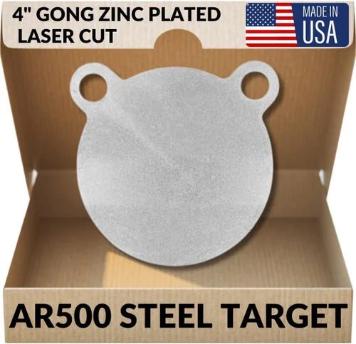 Vista 7 de Ar500 Steel Targets Rifles – 4000 fpe – 1/2 pulgada Ar 500 Steel Gong Target – Corte láser certificado acero chapado en zinc – Ar 500 objetivo