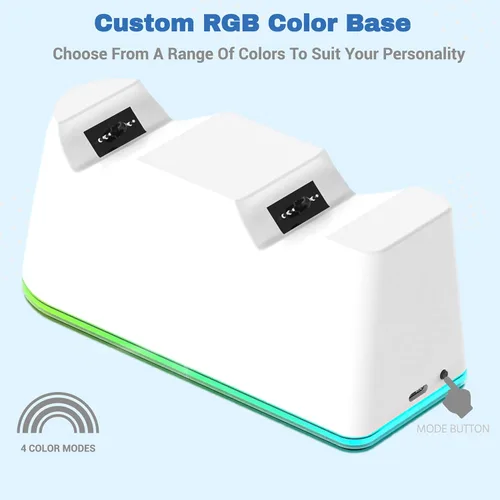 Vista 4 de PS5 Charging Dock wFast 3A USB-C Power & RGB Base