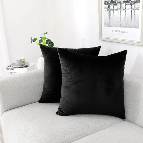 Vista 47 de NiNi ALL - Fundas de almohada decorativas de terciopelo 30x30 cm, paquete de 2 unidades, color azul bebé, suaves para sofá, dormitorio, sala