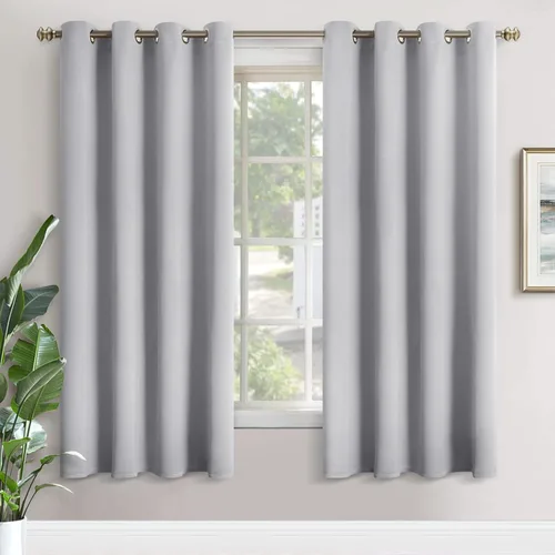 Vista 68 de YoungsTex - Cortinas blackout cortas, aislamiento térmico, ojales, oscurecen la habitación, privacidad, para cámper, sótano, cocina y baño, 2 Gris
