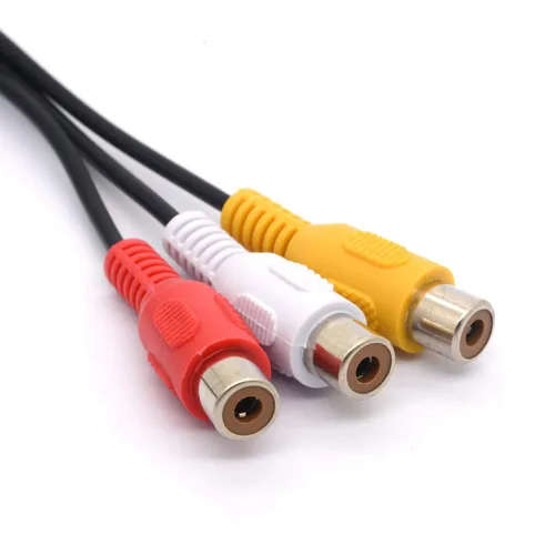 Vista 3 de Cable divisor de audio de 3,5 a RCA (9.8 in) Cable adaptador de 0.138 in Mini 1/8" TRS estéreo macho a 3 RCA hembra Jack