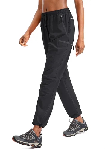 Vista 2 de SANTINY Pantalones cargo de senderismo para mujer ligeros de secado rápido para exteriores para campamento atléticos UPF 50 bolsillos con cremallera