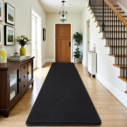 Vista 37 de Amearea Alfombra moderna lavable de 2 x 4 pies, color negro, alfombra de área pequeña para dormitorio, sala de estar, alfombra de espuma