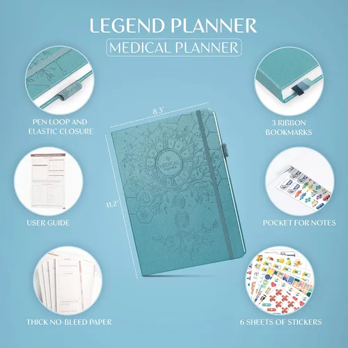 Vista 6 de Legend Medical Planner - Planificador Médico de 12 Meses, Diario Rastreador de Salud para Seguir Comidas, Síntomas, Presión Arterial, Resultados