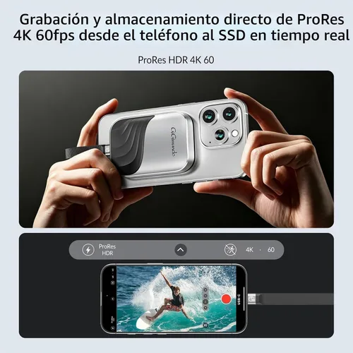 Vista 3 de GiGimundo SSD portátil magnético de 2 TB, SSD externo de hasta 2000 MB/s con USB-C 3.2 Gen 2x2, 4K ProRes HDR Record and Store, unidades de estado