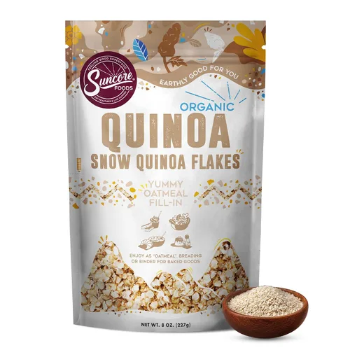 Vista 5 de Suncore Foods Copos de quinua de nieve orgánica, sin gluten, sin OMG, 8 onzas (paquete de 2)