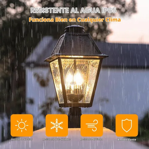 Vista 6 de LUTEC Lámpara de poste solar al aire libre con sensor de movimiento, luz de poste impermeable del atardecer al amanecer con tres modos, accesorios