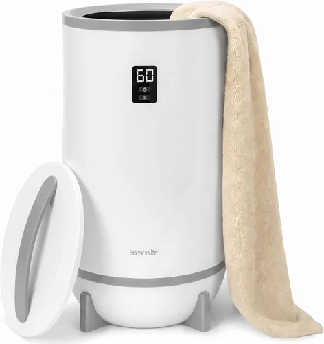 Vista 8 de SereneLife Calentador de toallas y mantas: calentador de toallas portátil de un solo toque para baño, soporte de disco fragante, anillo LED