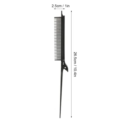 Vista 7 de Peine de clip destacados, peine de clip de resaltado,Rat Tail Teasing Clip Comb Profesional Negro Peluquería de plástico resaltado peine herramienta