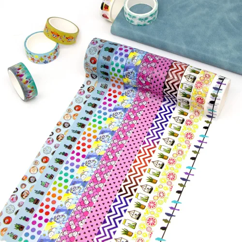 Vista 3 de 30 rollos de cinta adhesiva dorada Washi - 15 mm de ancho, bonita cinta de enmascarar para álbumes de recortes, diario de viñetas, planificador