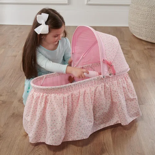 Vista 5 de Badger Basket Cuna plegable para muñecas con tela capullo rosa (se ajusta muñecas de fabricación estadounidense)