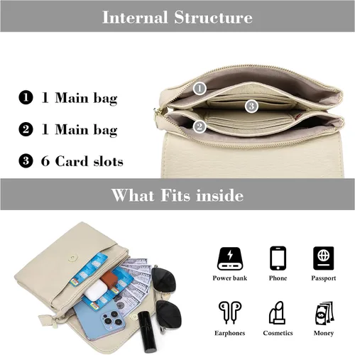 Vista 5 de MINICAT Bolsos cruzados pequeños con bolsillos espaciosos para teléfono celular, monederos para mujer