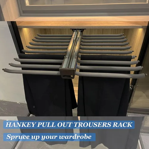 Vista 2 de HANKEY Perchero extraíble para colgar en el armario, barra de acero extraíble para pantalones y pantalones, con cierre suave, organizadores de ropa