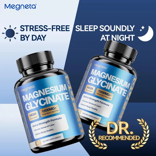 Vista 3 de Glicinato de magnesio – Suplemento de magnesio de alta absorción con vitamina B6, D3 y pimienta negra – Promueve la calma, la relajación y un mejor