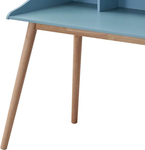 Vista 5 de R., Groria Mid-Century - Escritorio moderno de madera Strorage, color azul