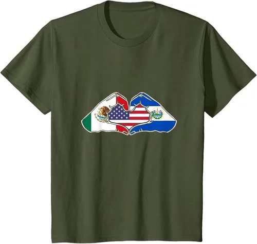 Vista 15 de Corazón manos México, El Salvador y Estados Unidos. Camiseta, Negro