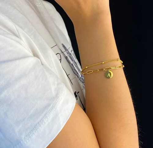 Vista 3 de JoycuFF Pulseras de oro con iniciales para mujer, regalos de Navidad, joyería bonita a la moda
