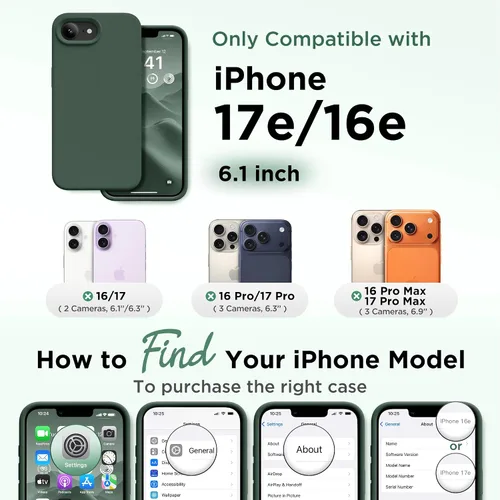Vista 2 de GolbinBox - Funda magnética para iPhone 17e/16e, funda de silicona, color Verde militar