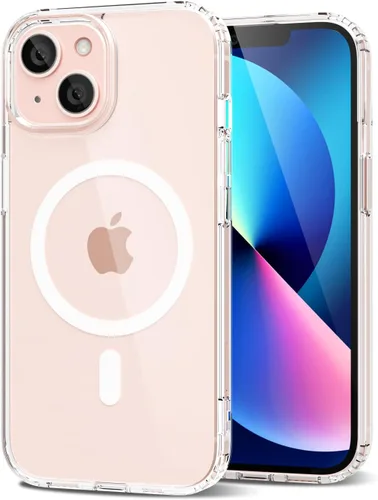 Vista 217 de oakxco Funda magnética transparente compatible con Magsafe, bonita funda delgada y transparente de poliuretano termoplástico no amarillenta, carcasa