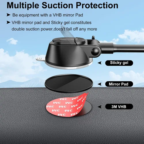 Vista 3 de Soporte para tablet para salpicadero de automóvil, soporte para iPad, cuello de cisne, parabrisas fuerte con ventosa para tabletas de 4.5 a 12.9